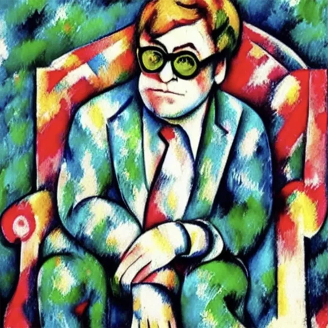 Elton John in the style of Paul Cezanne     5